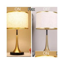 Decorative Objects Figurines American. Trumpet Lamp Bedside Table Flax Lamps Bedroom Retro Vintage Indoor Lighting Lights 240304 Dr Dhcuo