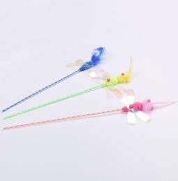 1 PC Colorful Sounding Dragonfly Feather Tickle Cat Rod Popular Cat Teaser Interactive Training Toys Pet Supplies5628560