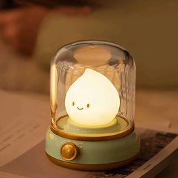 Lamps Shades Kerosene LED Night Light Cute Flameless Candle Light with Two Modes USB Rechargeable Dimmable Camping Light For Bedroom Decor Y240520QHTR