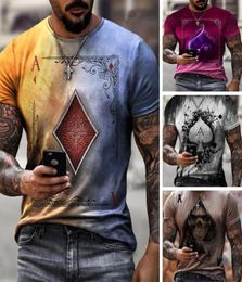 Hearts Poker Tough Guy Men039s 3D Tshirt Graphic Optical Illusion Short Sleeve Party Top Street Punk Goth Crew Neck Summer8255548