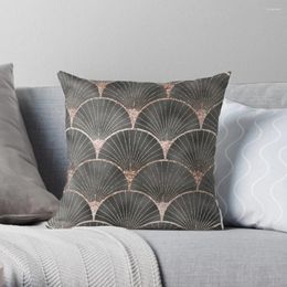 Pillow Art Deco Elegance - Rose Gold & Steel Grey Fan Throw Cover Polyester Pillows Case On Sofa Home Decor