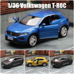 Diecast Model Cars 1 36 Volkswagen T-Roc Toy Car Model Diecast Alloy Sport SUV Vehicle Miniature Pull Back Collection Gift for Boy Y240520LK1S