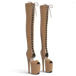 Dance Shoes Peep Toe Sexy Model Shows PU Upper 20CM/8Inch Women's Platform Party High Heels Pole Thigh Boots 802