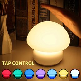 Lamps Shades New Mushroom Night Light LED Silicone Touch Sensor Charging Light Living Room Bedroom Decoration Baby Bed Decoration Light Y240520KFPZ