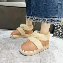 Boots Furry Women Shoes 2024 Est Design Women's Winter Plush Warm Snow Non-slip Thick Bottom Ladies Cotton