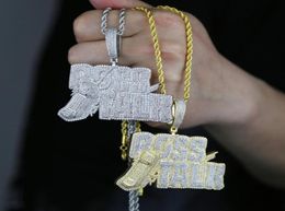Hip Hop Penant Necklace Iced Out Bling 5A Cubic Zircon Initial Rock Punk Letter Ross Talk Cellular Phone Pendant Necklaces Jewelry8838683