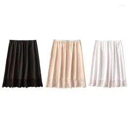Skirts Women Underskirt Petticoat Lace Trim Knee Length Midi Skirt For Under Dresses
