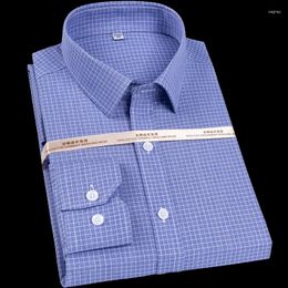 Men's Dress Shirts Cotton Non-Iron Formal Striped For Men Long Sleeve Anti-Wrinkle High Density Plaid Shirt Man Grade