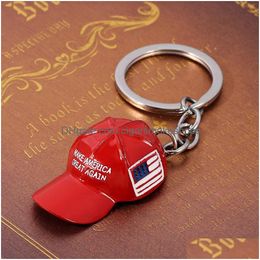 Other Festive & Party Supplies Trump Red Cap Keychain Maga Key Chain Car Accessories Metal 2024 American Us Flag Keychains Drop Delive Dhswd