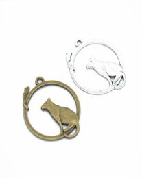 200pcs of Antique Bronze and Silver Chasing You Cat rat mouse Charms Pendants Drops Zoo Animal 31X26mm1887901