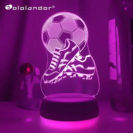 Lamps Shades 3d Illusion Kids Night Light Football 7 Colours Changing Nightlight for Child Bedroom Atmosphere Soccer Room Desk Lamp Gifts Y2405202JYL