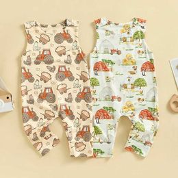 Jumpsuits Infant Baby Clothing Boys Girls Summer Tank Rompers Cartoon Animal Print Sleeveless Jumpsuits Newborn Overalls Y2405207ZIC