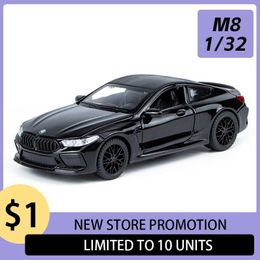 Diecast Model Cars 1 32 M8 IM Supercar Alloy Model Car Toy Diecasts Premium Casting Sound and Light For Children High Simulation Vehicle Boys Motor Y240520ACE8
