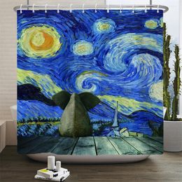 Shower Curtains Creative Starry Sky Waterproof Polyester Curtain With Hooks For Bathtub Bathroom Screens Home Decor Large Size Wall Cloth