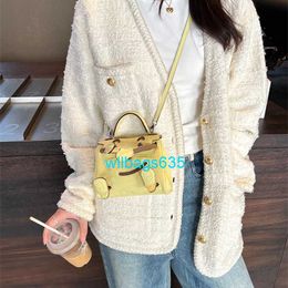 Ky Dole Bags Leather Handbag Racechoice Smiling Face Bag Cute Chicken Yellow Crossbody Bag Female Little Waste Bag Mock Crocodile Pattern Bag with logo WLZ0