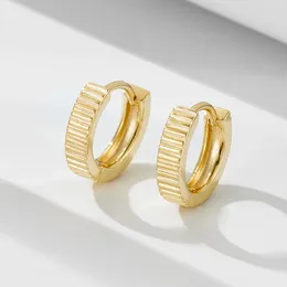 Hoop Earrings S925 Wheel Stripe Huggies INS Dainty Gold Plated Sterling Silver Minimalist Small Fine Jewellery For Women Gift