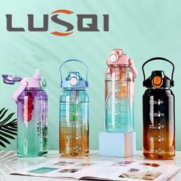 Water Bottles LUSQI 2000mlGradient Plastic Bottle Sports Cup For Outdoor Travel Fitness Large Capacity Portable Kettle