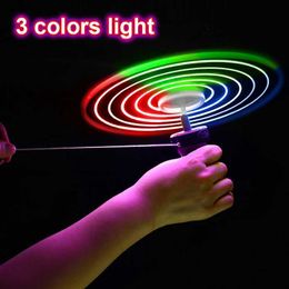 LED Toys 1 piece of cable glow UFO fun rotating flyer with LED light handle for childrens outdoor sports parents and childrens classic toys S2452011