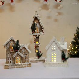 Party Decoration Christmas Decorations Cabin With Lights Wooden House Snow Street Light Home Decor Scene Layout Gifts
