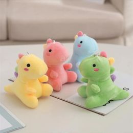 4 Colour Sitting Rainbow Dinosaur Plush Toys for Girls Christmas Gift Bag Pendant Decoration Cloth Mini Cute Doll Keychain