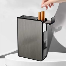 Lighters Portable Automatic Cigar Box Waterproof Metal Cigar Box 20pcs Capacity Cigar Holder Lightless Mens Cigar Box S24513