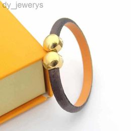 3 Colours Top Quality Titanium Steel Real Leather Bangle Women Love Designer Bracelets Double round buckle Bangles V Letter Fashion Jewellery Lady Party Gifts