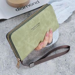 Wallets 2024 Pu Wallet Female Long Retro Fashion Single Zipper Multifunction Clutch Large Capacity Cell Phone Bag Card