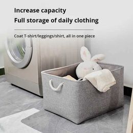 Boxes Storage# 1 beige/gray foldable storage basket linen storage fabric wardrobe office bedroom wardrobe toy laundry basket with handle Y240520JZEI