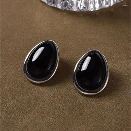 Stud Earrings Egg Shaped Stone Niche Design With A Sense Of Luxury Fashion Versatility And Minimalist