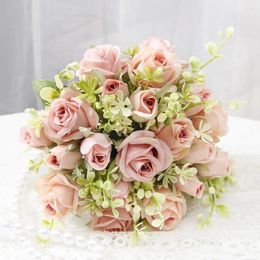 Decorative Flowers Outdoor Flower Decoration Elegant Artificial Rose Bouquet For Home Office Table Centerpiece Wedding Decor Realistic Faux