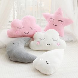 Nice Stuffed Cloud Moon Star Raindrop Plush Pillow Soft Cushion Cloud Stuffed Plush Toys For Children Baby Kids Pillow Girl Gift 240508