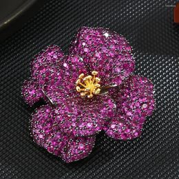 Brooches Light Luxury Brooch Women Crystal Purple Flower Pins Elegant High Quality Jewelry Accessories Women's Anniversary Gifts