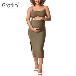 Maternity Dresses Womens Square Neck Ribbed Pregnant Dress Italian Noodle Shoulder Strap Body Clothing Baby Shower MA001 d240520