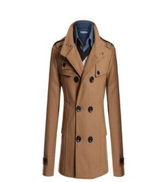 New Men Blends Doublebreasted Windproof Coat Men Casual Collar Trench Coat Design Slim Fit Office Suit Jackets Coats3044565