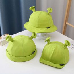 Cartoon Baby Baseball Cap Green Funny Kids Bucket Hat With Ears Spring Summer Toddler Boys Girls Fisherman Hats Beanie L2405