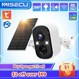 Wireless Camera Kits Misecu Tuya 3MP safety battery camera with solar panel bidirectional audio wireless outdoor full-color night vision monitoring P2P J240518