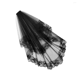 Bridal Veils Double Layer Veil Black Lace Cosplay Wedding Hair Accessories With Comb For Pography Party