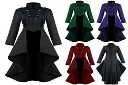 Cosplay Jacket Women Long Gothic Steampunk Overcoat Button Lace Corset Halloween Costume Coat Tailcoat Jacket Overcoat 20208071511