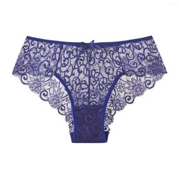 Women's Panties Bikini Underwear Thong Seamless Sexy Floral Lace Mesh Hollow Out Transparent Plus Size Underpants Panochas
