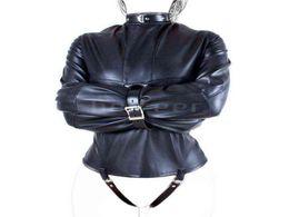 Female Pu Leather Adjustable Bound Bondage Straightjacket Coat Body Harness Women Roleplay Game Fetish Sex Toys for Adult Couple H3007709