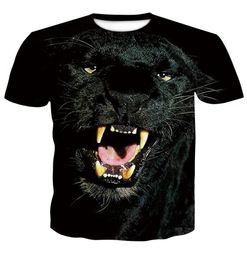 Designer summer new fashion urban men039s 3D HD realistic Panther trend digital printed black short sleeve Tshirt6702167