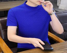 Men039s T Shirts Royal Blue Short Sleeves Turtlenecks For Mens Winter Tops Fashionable Stretch Clothes White Pullover Slim Fit 7624605