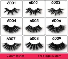 25mm Lashes 3D Soft 100 Mink Hair False Eyelashes Long Wispies Multilayers Fluffy Eye Lashes Extensions Handmade Makeup Reusable 9592103