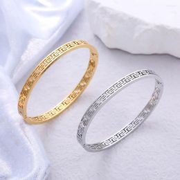 Bangle 316L Stainless Steel Hollow Bangles For Women Fashion Brand Jewellery Geometric Bracelets Party Accessories