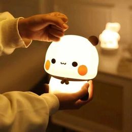 Lamps Shades Bear Panda Led Night Light Bubu and Dudu Cute Animal Cartoon Night Light Childrens Bedroom Living Room Decoration Y240520KJ4S