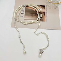 Empress Dowager Vivians Broken Pearl Multi Layered Tassel Saturn Necklace Unique Light Luxury Asymmetric Sweater Chain Female Trendy