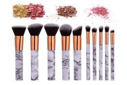 Marbling Makeup Brushes Set 10Pcs Kits Makeup Brushes Powder Foundation Concealer Eye shadow Eyebrow Lip Blending Make up Brush Be1545570