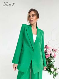 Tesco Casual Loose Pantsuit Business Office Bespoke Women Suit 2 Piece Jacket Blazer Pants For Spring Summer