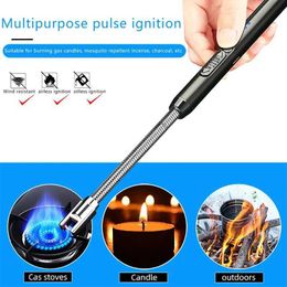 Lighters USB 360 Kitchen Candle Gas Stove Plasma Pulse Arc Light Outdoor Metal Windproof Display Hook Igniter S24513