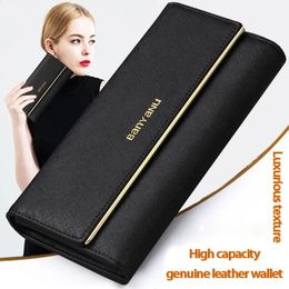 LargeCapacity Genuine Leather Wallet For Women Long MultiFunctional Card Holder Fashionable Clutch Luxury Design 240520